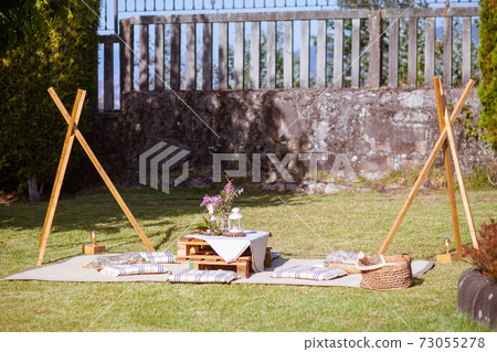 Space made with wedding decoration outdoors 73055278