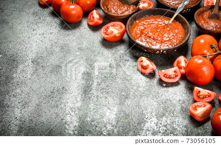 Fresh tomato sauce with spices. Fresh tomato sauce with spices. 73056105