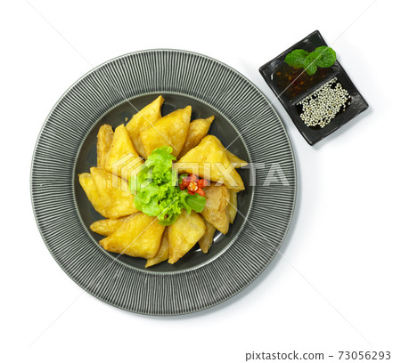 Burmese Chickpea Tofu  Deep Fried Served with Nut Dipping Sauce 73056293