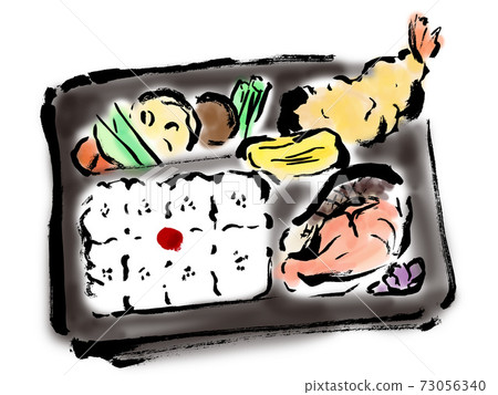 Hand-painted Japanese-style illustration of Makunouchi lunch Hand-painted Japanese-style illustration of Makunouchi lunch 73056340