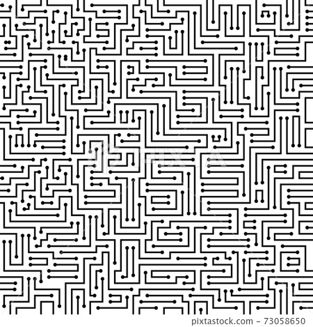 Circuit board texture. Abstract background of chip. Digital tech background in black and white colors. Technology pattern. Vector 73058650