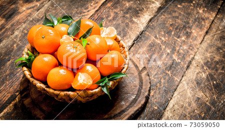 Fresh tangerines in the basket. Fresh tangerines in the basket. 73059050