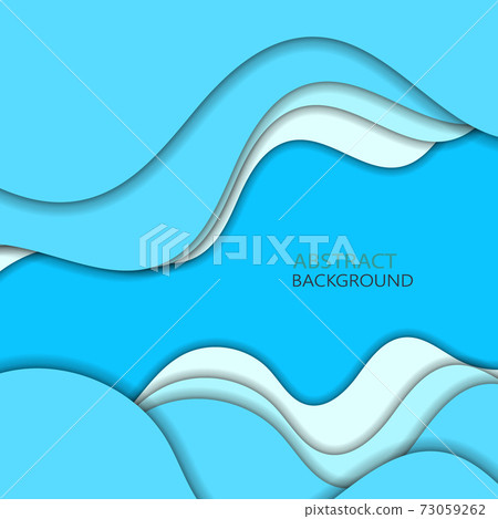 Blue abstract paper wave layer cut... - Stock Illustration [73059262 ...