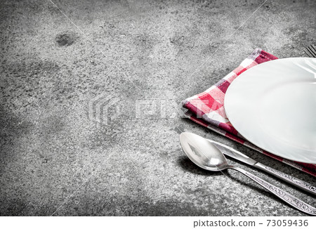 Serving background. Plate with Cutlery. Serving background. Plate with Cutlery. 73059436