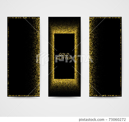 Vertical Black and Gold Banners Set, Greeting Card Design. Golden Dust. Vector Illustration. Poster Invitation Template. Gold glitter Vertical Black and Gold Banners Set, Greeting Card Design. Golden Dust. Vector Illustration. Poster Invitation Template. Gold glitter 73060272