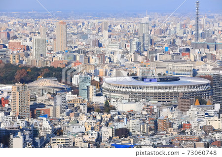 [東京]新國家體育場在晴朗的天氣 73060748
