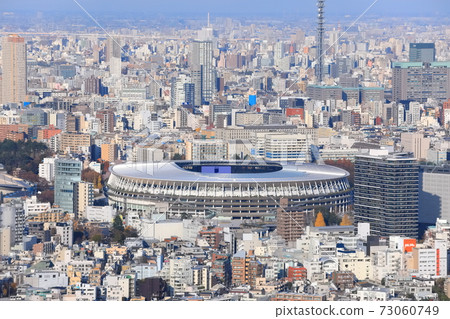 [東京]新國家體育場在晴朗的天氣 73060749