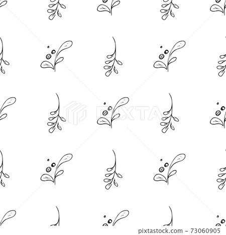 Doodle simple vector seamless pattern of hand-drawn leaves. Seamless pattern of hand-drawn branches. Big floral botanical set. Isolated on white background. Doodle simple vector seamless pattern of hand-drawn leaves. Seamless pattern of hand-drawn branches. Big floral botanical set. Isolated on white background. 73060905
