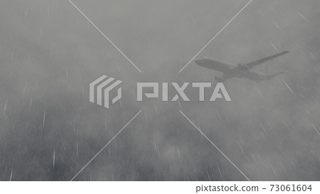 Passenger plane flies through a stormy clouds 3D Passenger plane flies through a stormy clouds 3D 73061604