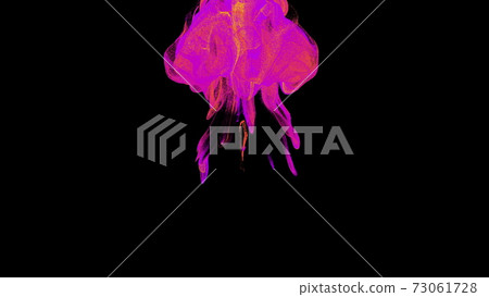 Explosion of liquid gaseous particles. 3d rendering of blast wave. Computer generated digital background 73061728