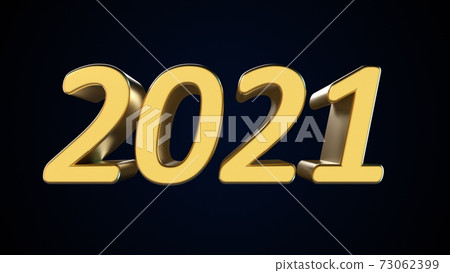 Computer generated New year inscription 2021 on dark background. 3d rendering 73062399