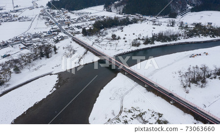 Gifu snow scene Tanigumi drone aerial view Gifu snow scene Tanigumi drone aerial view 73063660