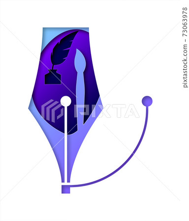 Vector pen in paper art style 73063978