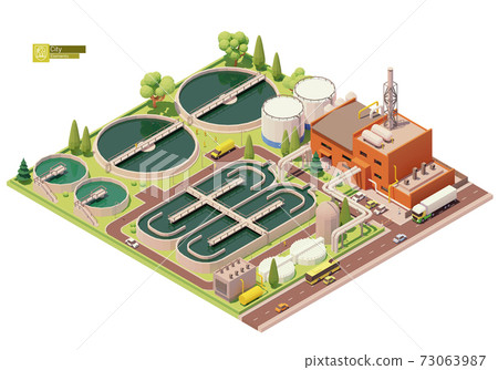 Vector low poly water treatment plant 73063987