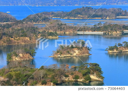 宮城縣]松島灣天氣晴朗（日本三景）-照片素材（圖片） [73064403 