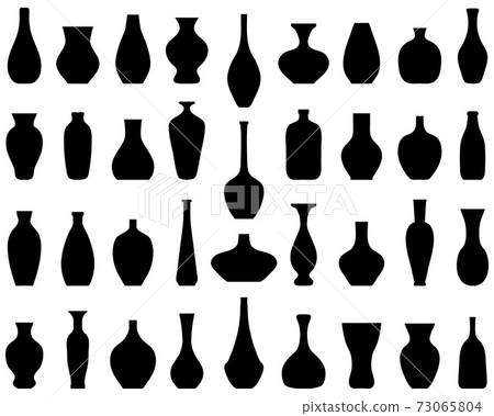 Black silhouettes of flower vases on white background Black silhouettes of flower vases on white background 73065804