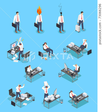 Burnout Workers Icon Set 73066296