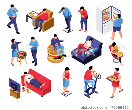 Isometric Obesity Icons Collection Isometric Obesity Icons Collection 73066311