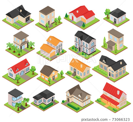 Isometric Private House Set 73066323