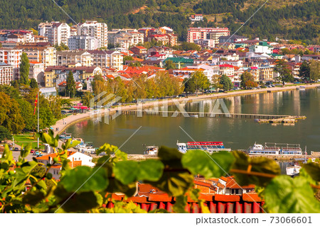 Ohrid panoramic aerial view, North Macedonia 73066601