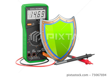 Digital multimeter with shield, 3D rendering Digital multimeter with shield, 3D rendering 73067894