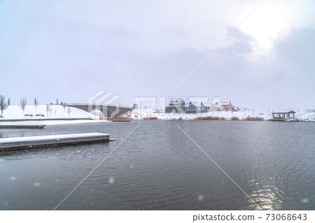 Scenic view of Oquiirh Lake during winter in Utah Scenic view of Oquiirh Lake during winter in Utah 73068643