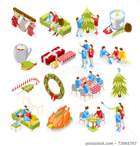 Christmas Mood Isometric Icons Christmas Mood Isometric Icons 73068707