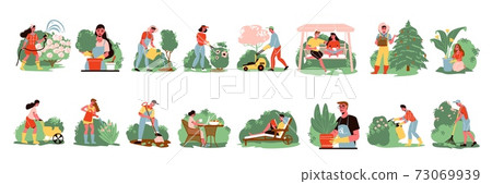 Gardening People Icon Set Gardening People Icon Set 73069939