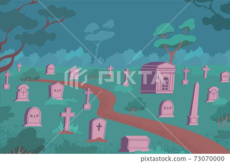 Cemetery Night Flat Composition Cemetery Night Flat Composition 73070000