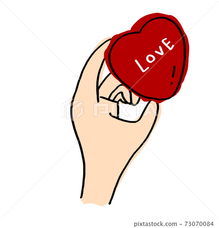 Hands pinching a melting bright red heart love simple illustration Hands pinching a melting bright red heart love simple illustration 73070084