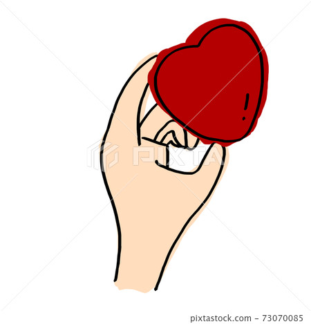 Hands pinching a melting bright red heart Simple illustration Hands pinching a melting bright red heart Simple illustration 73070085