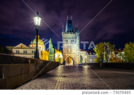 Night on Charles Bridge in Prague Night on Charles Bridge in Prague 73070485