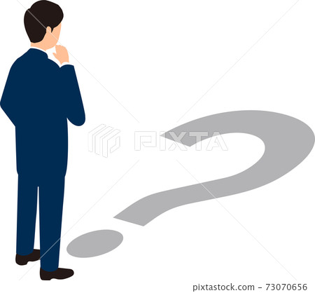 困擾的商人和問號,等距,矢量圖的陰影 困擾的商人和問號,等距,矢量圖的陰影 73070656