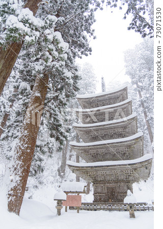 Haguroyama五層塔在冬天 73071530