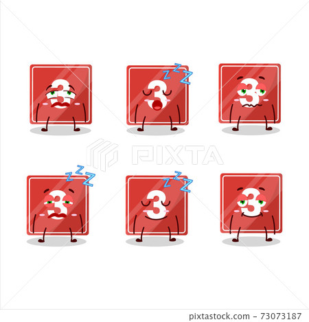 Cartoon character of toys block three with sleepy expression Cartoon character of toys block three with sleepy expression 73073187