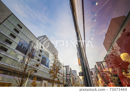 Ginza cityscape night view illuminated show window Ginza cityscape night view illuminated show window 73073469