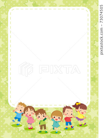 一個可愛的好朋友孩子組星模式框架模板的插圖 一個可愛的好朋友孩子組星模式框架模板的插圖 73074505