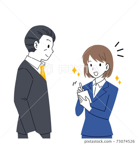 一名新員工和他的老闆努力記筆記的插圖 73074526