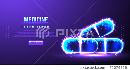 Pill medicine, medical pharmaceutical, low poly wireframe vector illustration Pill medicine, medical pharmaceutical, low poly wireframe vector illustration 73074556