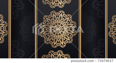Luxury ornamental mandala design background in gold color, vector illustration 73074637