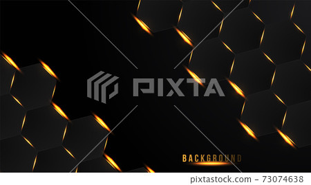 abstract hexagon with a gold bright light on a dark background, vector illustration abstract hexagon with a gold bright light on a dark background, vector illustration 73074638