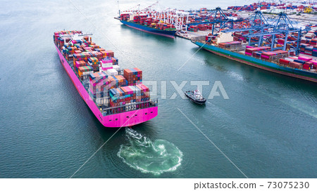 Container ship, Freight shipping maritime vessel, Global business import export commercial trade logistic and transportation oversea worldwide by container ship freight cargo vessel boat. 73075230