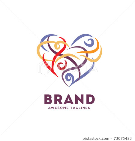 abstract hand drawn swirly heart color vector logo illustration abstract hand drawn swirly heart color vector logo illustration 73075483