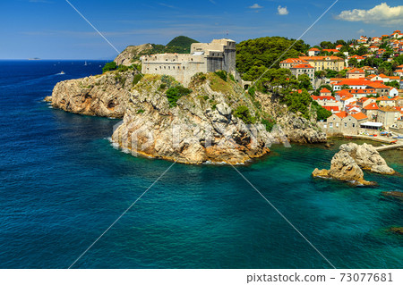 Old city of Dubrovnik with magical turquoise bay,Croatia,Europe 73077681
