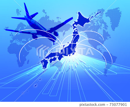 世界地圖日本地圖與飛機剪影 世界地圖日本地圖與飛機剪影 73077901