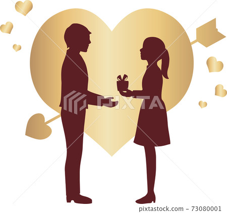 Valentine's Day men's and women's silhouette gift illustration material set 73080001