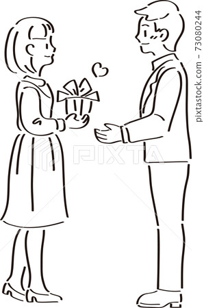 Valentine's Day men's and women's line art pen drawings gift illustration material 73080244