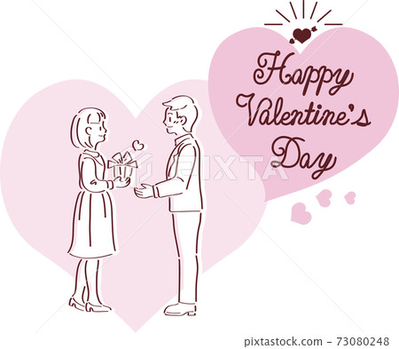 Valentine's Day men's and women's line art pen drawings gift illustration material 73080248