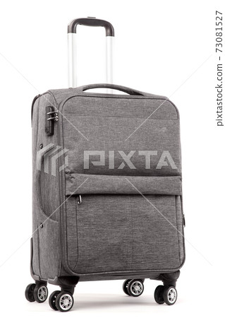 Travel grey suitcase isolated on white background 73081527