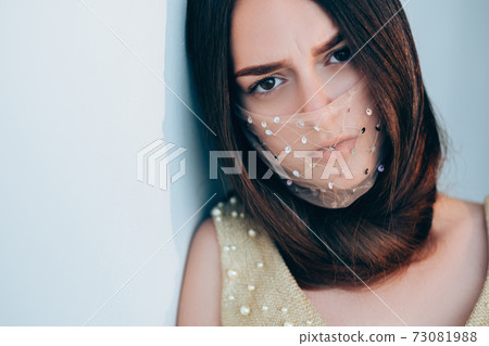 serious woman pandemic stylish look fashion serious woman pandemic stylish look fashion 73081988